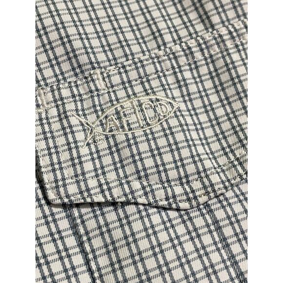 AFTCO Shirt Size L Light Checkered Short Sleeve Button-Up Coastal Utility Style - Picture 10 of 11